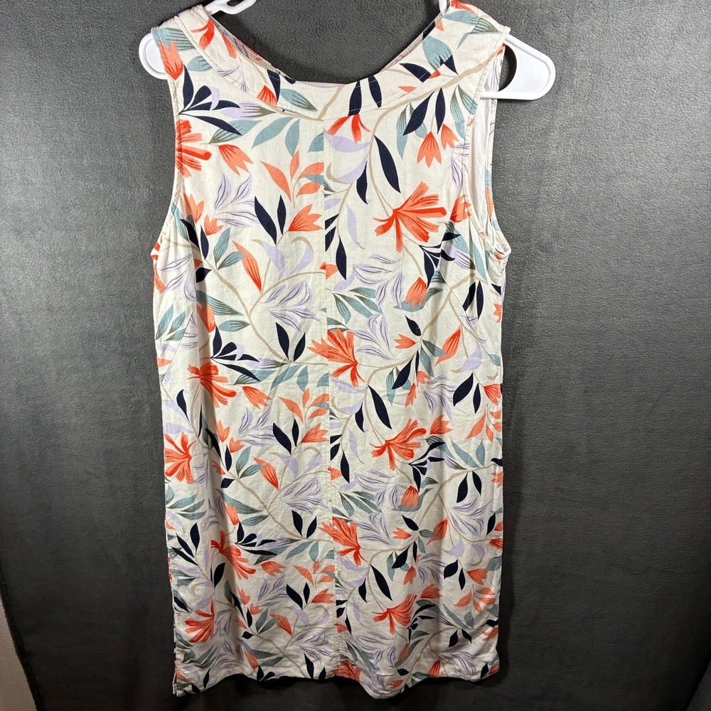 m&s women linen midi tank dress 8 resort vacation tropical coastal beachy floral